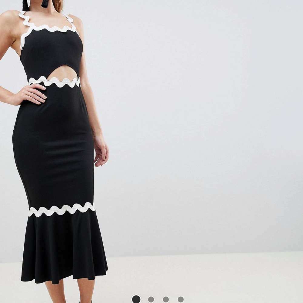 asos black mermaid midi dress